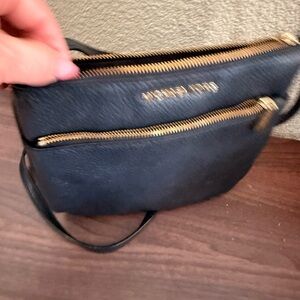 Michael Kors Black Crossbody Bag with Gold Accents